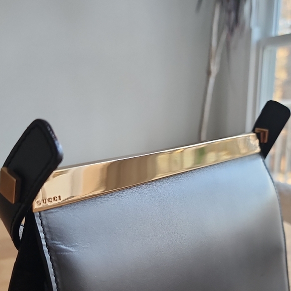 RARE Gucci Tom Ford Era Black Leather Metal Bar Bag – Excellent Condition w/box - Picture 8 of 16